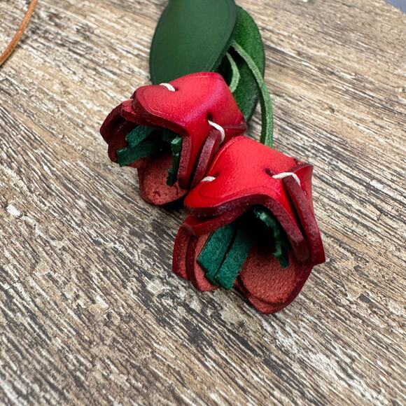 Genuine Leather Tulip Bag Charm Tulip Spring Flowers Leather Charm - Picture 4 of 6